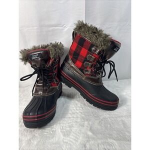 Tamarack Thinsulate AK112812-1  Women's 8 Winter Black And Red Plaid Boots